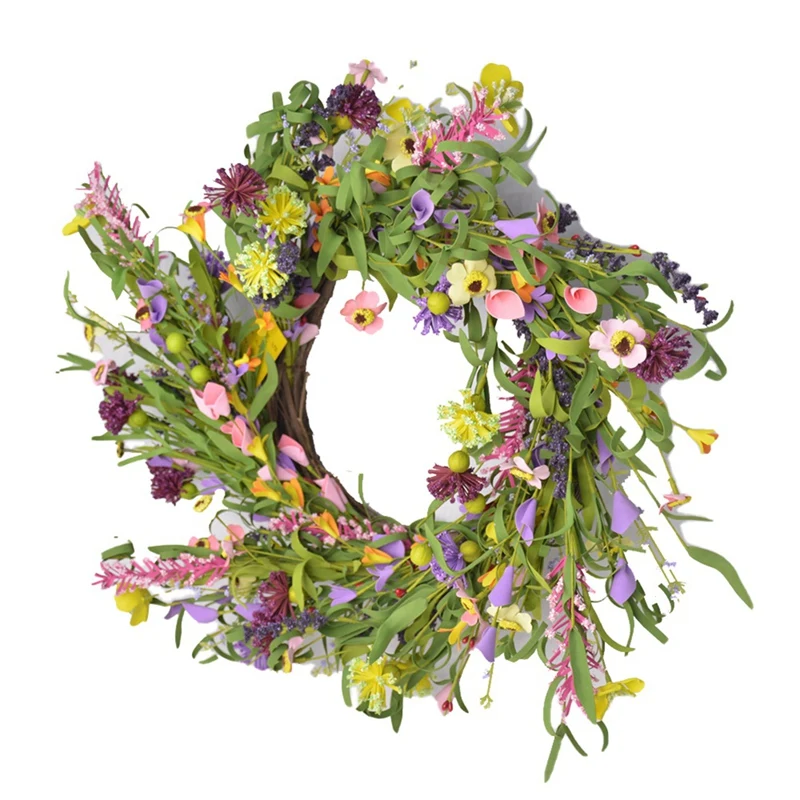 

20 Inches Front Door Wreath Artificial Wreath For Wall Window Farmhouse Indoor Outdoor Decor