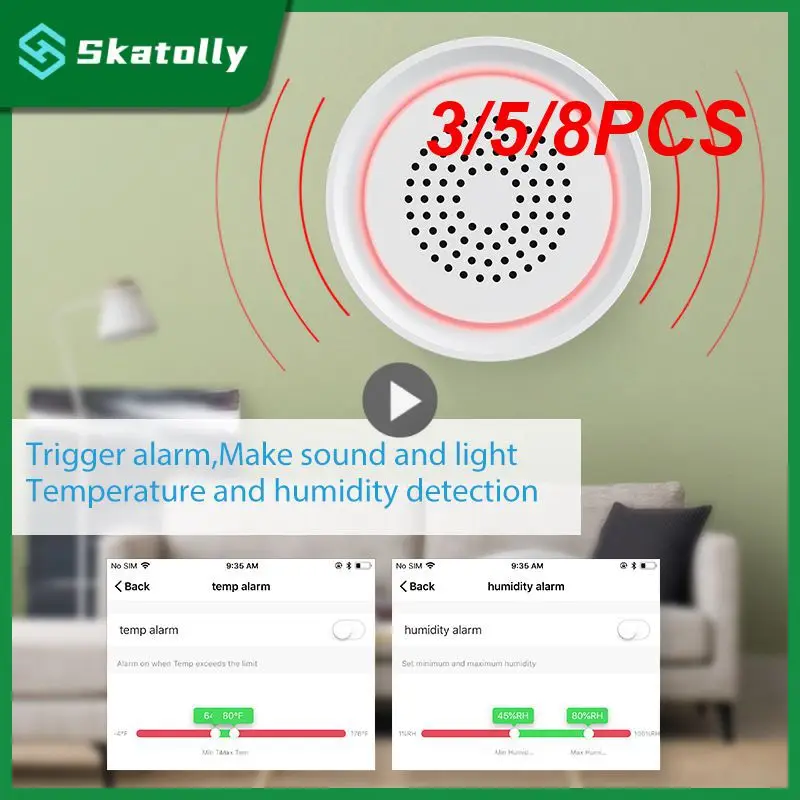 

3/5/8PCS App Remote Alarm Reminder Wireless Siren Alarm App Remote Alarm Tuya Sound Light Detector Sensor Smart Life Wifi