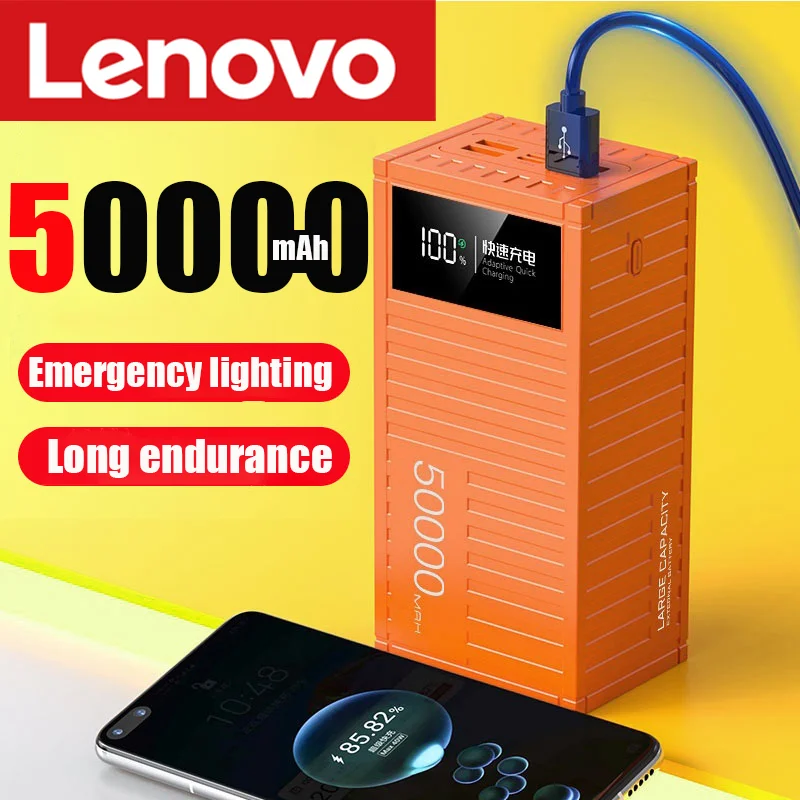 Lenovo 50000 мАч Power Bank 22 5 Вт PD QC 3 0 зарядное устройство Powerbank большая емкость