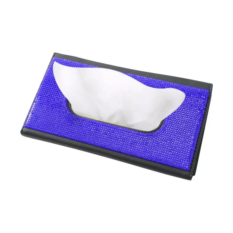 

Car Visor Tissue Box Sparkling Bling Car Visor Tissue Holder PU Leather Crystals Paper Towel Cover Case Hanging Napkin Holder