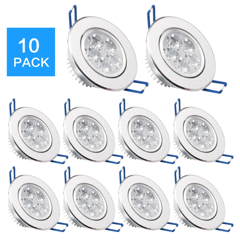 

10 Pack/lots Aluminum LED Downlights Dimmable Bright Recessed LED Ceiling Lights Spot Lights Ceiling Lamps 110V 220V AC85-265V