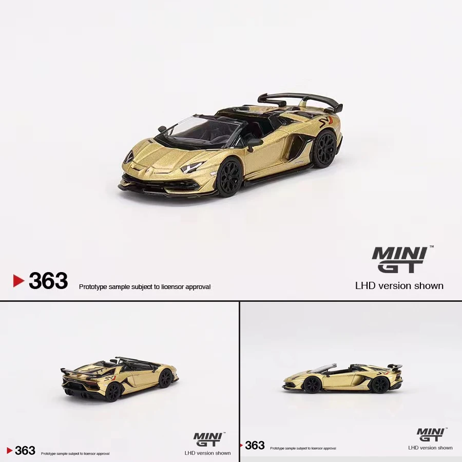 

MINI GT 1:64 Lamborghini Aventador SVJ Roadster Oro Elios Alloy Die-Cast Model Car #363 LHD