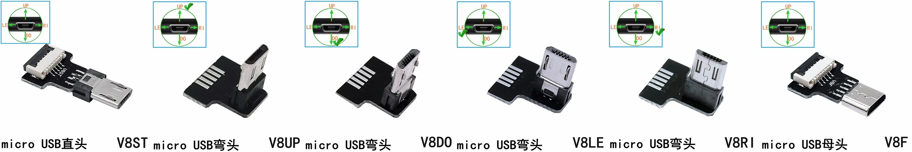 Фото Гибкий плоский кабель FFC PCB 5-100 см USB2.0 с угловым разъемом Micro USB (штекер) для передачи данных и зарядки, с возможностью подключения влево, вправо, вверх, вниз №4