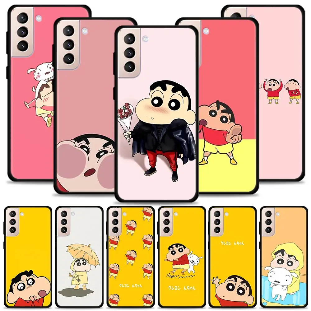 

Case For Samsung Galaxy S22 S21 S20 Ultra FE S10 S9 S8 Plus S10e Note 20Ultra 10Plus Cover Cartoon Crayon Shin Chan Take Flowers