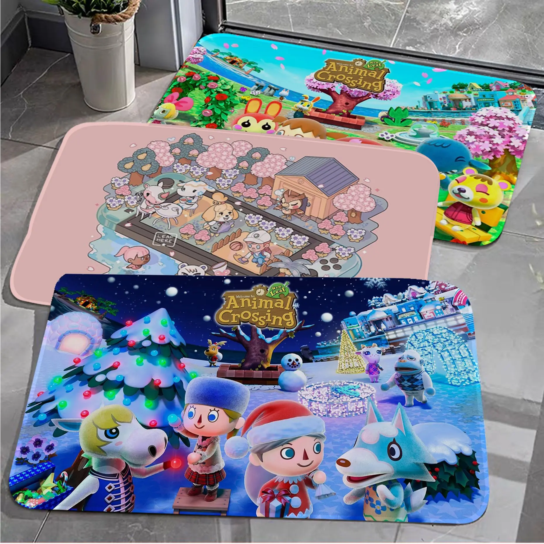 

Animal Crossing Printed Flannel Floor Mat Bathroom Decor Carpet Non-Slip For Living Room Kitchen Bath Mats Doormat