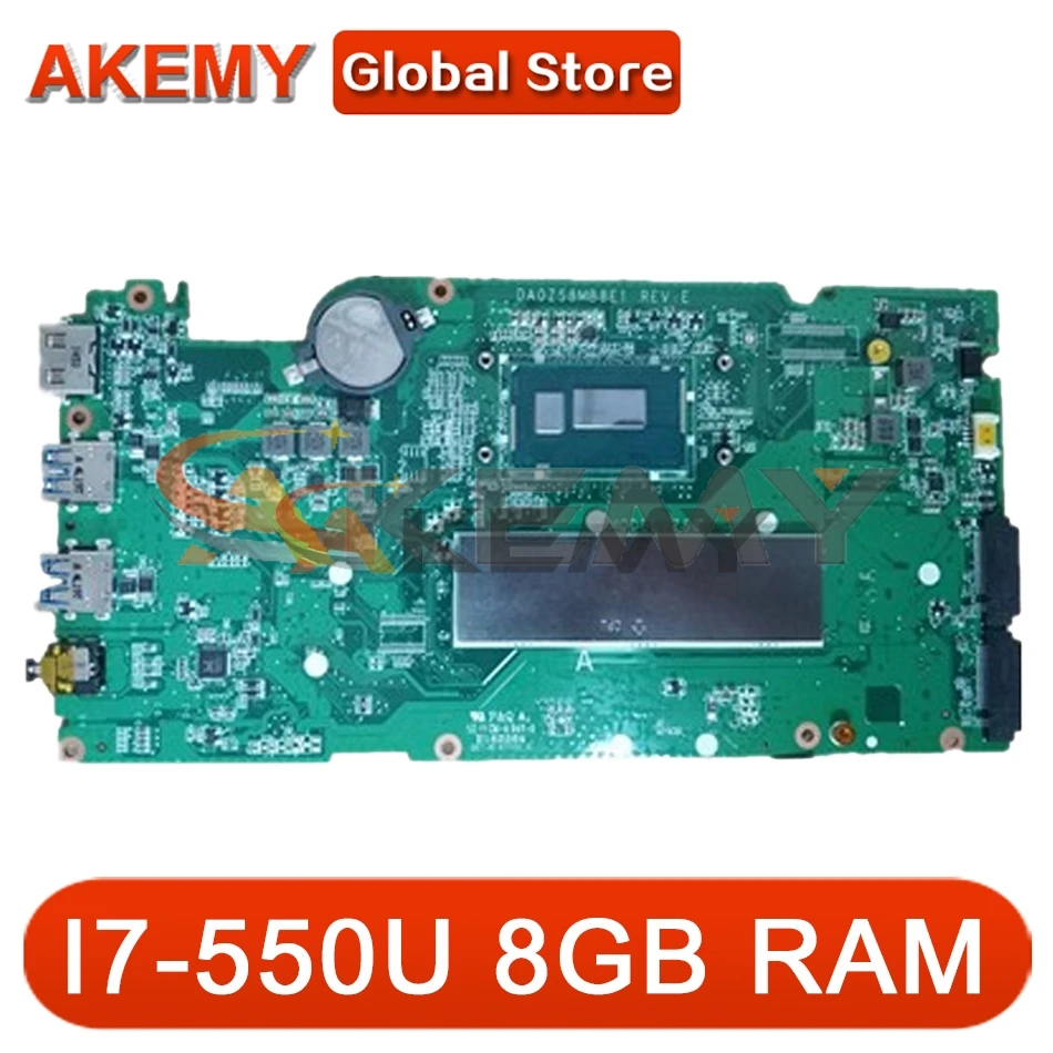 

AKEMY For Acer Aspire R7-371 R7-371T Laptop Motherboard With I7-550U CPU 8GB RAM NBMQP1100C DA0ZS8MB8E1 MB 100% Tested