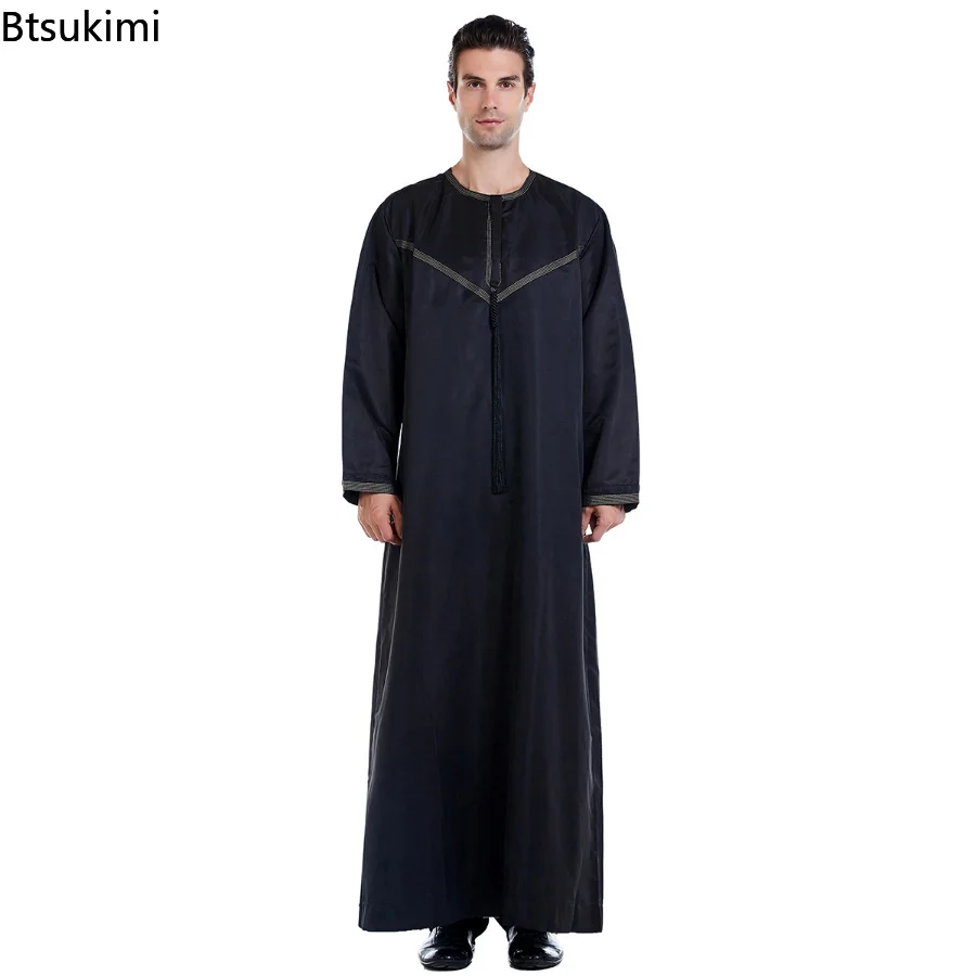 Muslim Men Ramadan Clothing Jubba Thobe Long Dress Pakistan Dubai Arab Djellaba Kaftan Abaya Islamic Prayer Robe Worship Service