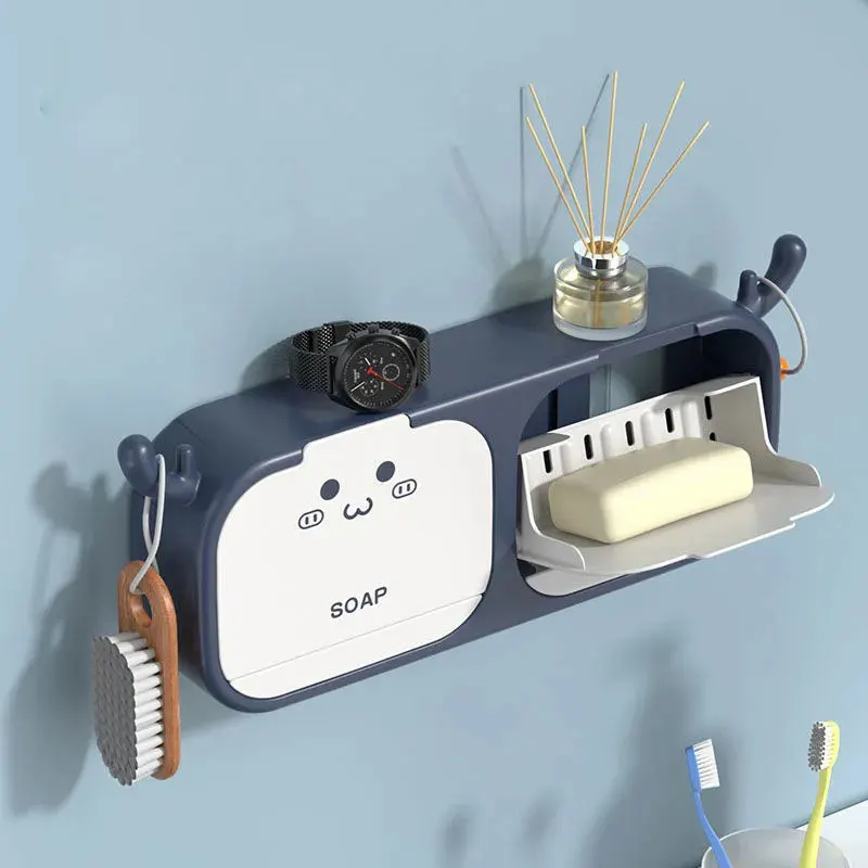 

Wall Mounted Bathroom Soap Box Portable Soap Drain Shelf Antler Cute Organizers Household Drain Soap Box Bathroom Accessories