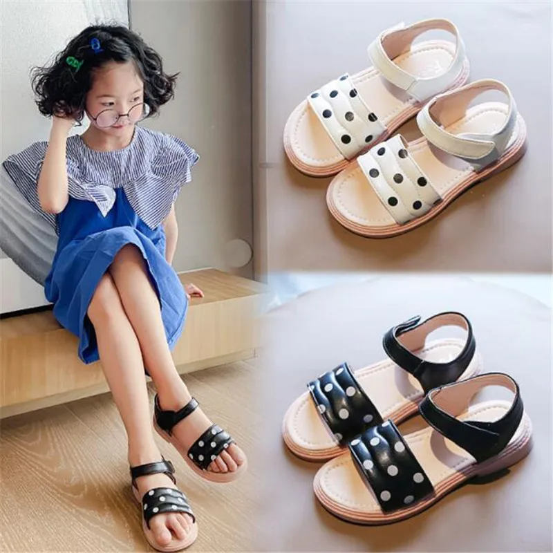 

2022 Summer girl's dot dot princess sandals Students anti-skid Soft Bottom Fashion Flat bottom Casual Beach Shoes kid's Sandals