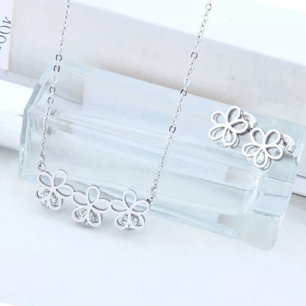 

Stainless Steel Woman Jewelry Sets Charm Geometric Earrings And Necklace Sets Jewelry Accessories Gifts For Women