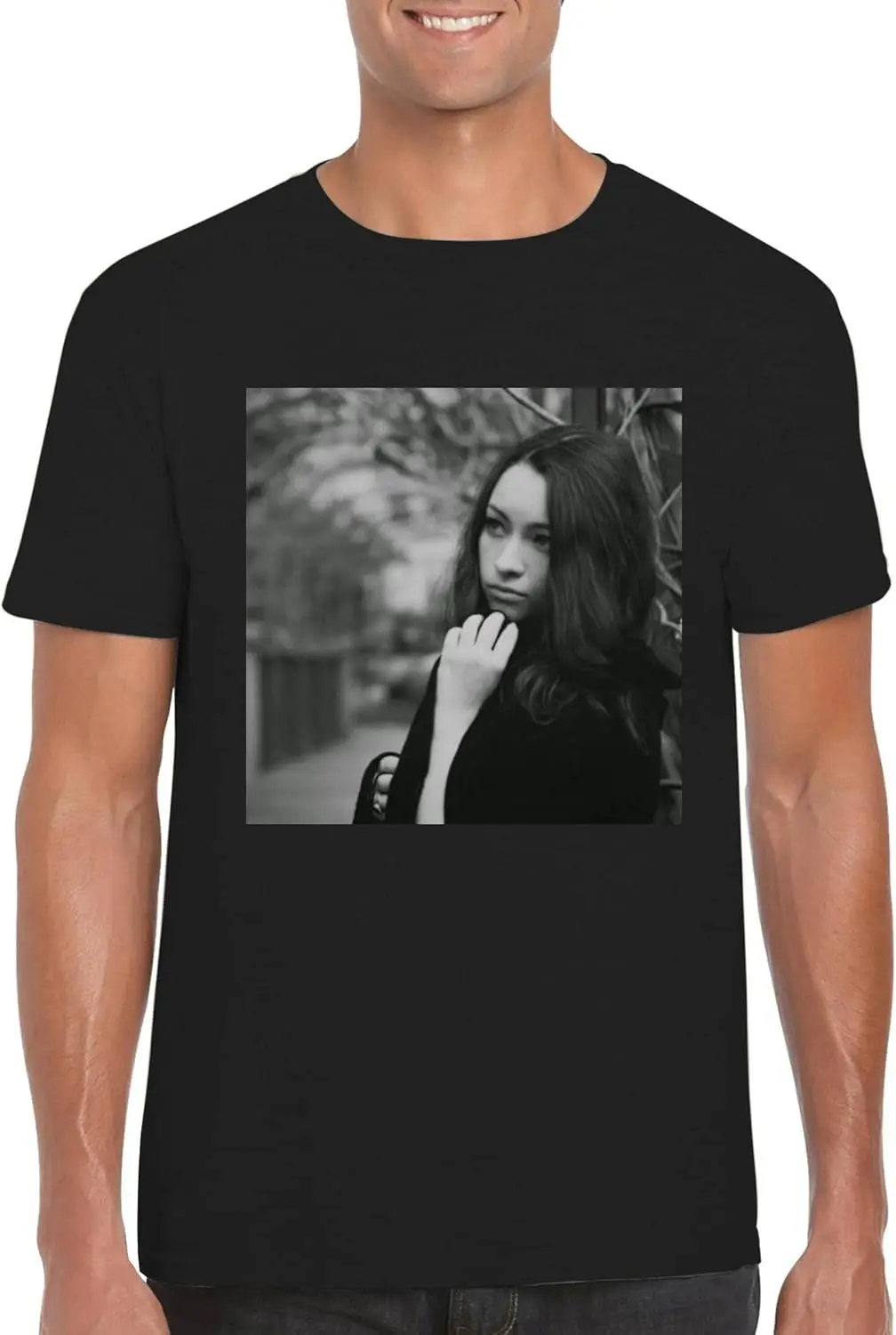 Jodelle Ferland-мужская футболка с круглым вырезом PDI # PIDP758194