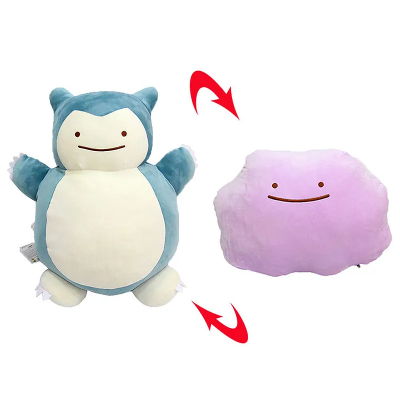 Pokemon Snorlax Ditto Double Sided Pillow Plush Flip Transformation Toy Cartoon Cotton Doll Kids Xmas Gift Anime Pocket Monster