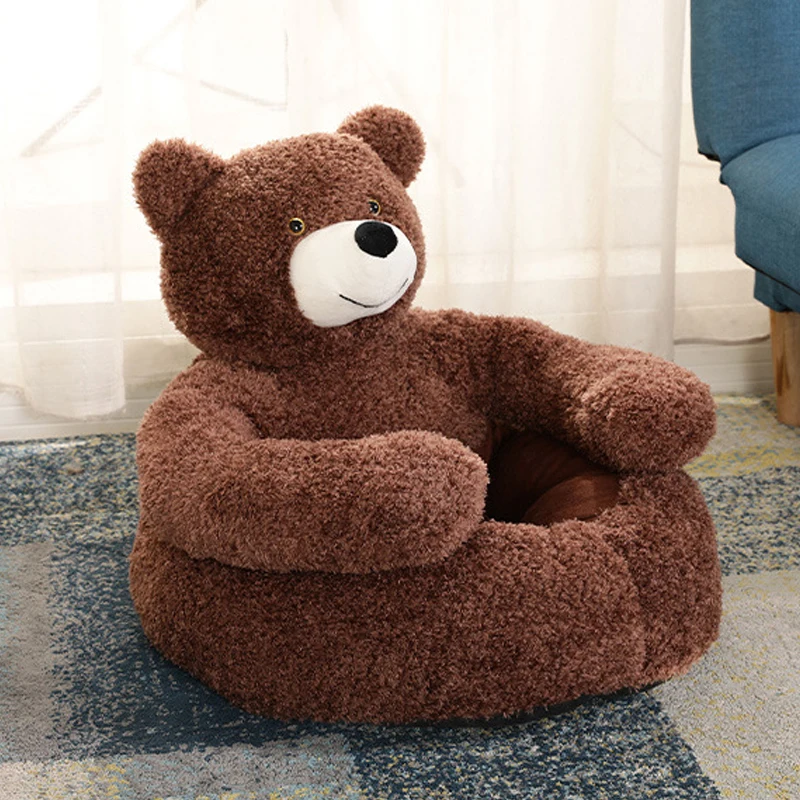 CAWAYI KENNEL Soft Pet Bed Winter Warm Cute Bear Hug Cat Sleeping Mat Plush Large Puppy Dogs Cushion Sofa Comfort Supplies | Дом и сад