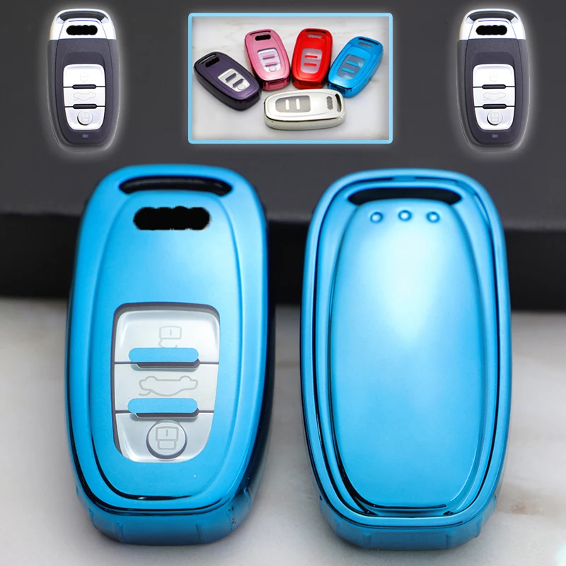 

New TPU Car Remote Smart Key Cover Case Shell For Audi A1 A3 A4 A5 A6 A7 A8 Quattro Q3 Q5 Q7 2009-2015 Accessories key chains