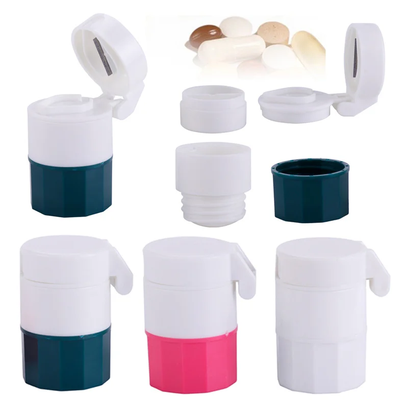 

4 Layer Powder Tablet Grinder Powder Pill Cutter 4 In 1 Portable Medicine Splitter Box Storage Crusher Personal Health Care Tool