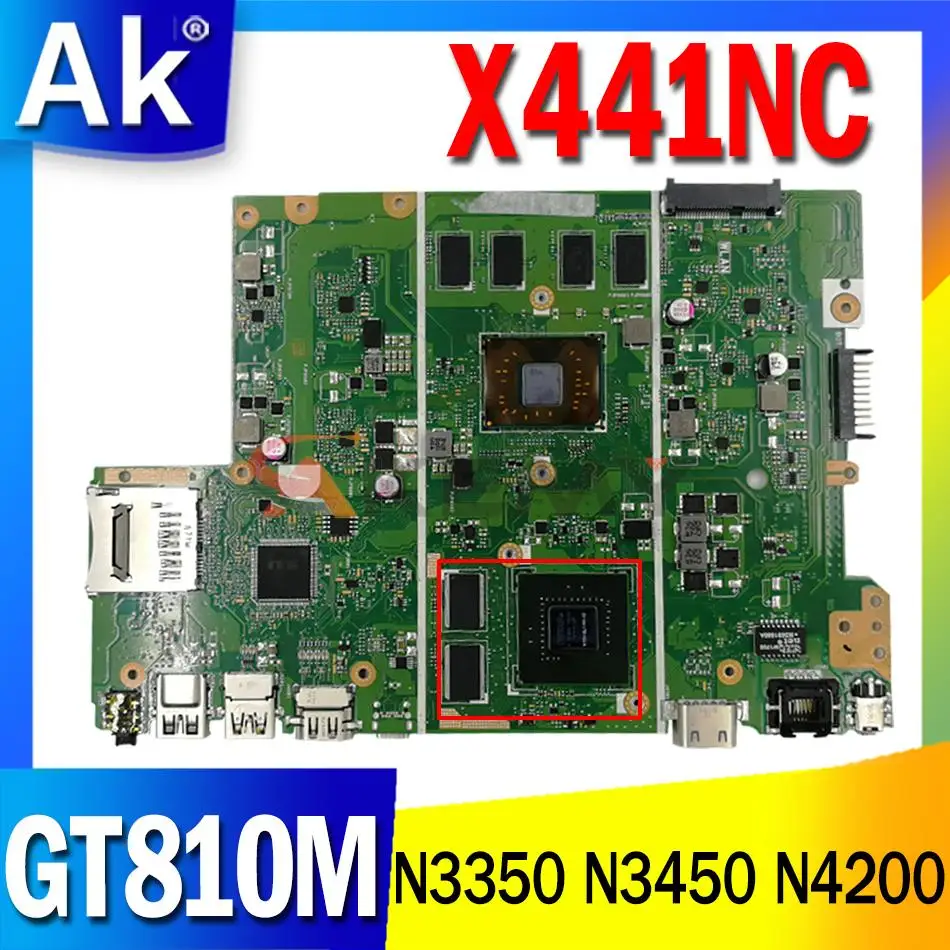 

X441NC N3350 N3450 N4200 CPU 4GB RAM GT810M GPU Laptop Motherboard REV2.1/2.2 for ASUS X441N X441NC F441N Notebook Mainboard