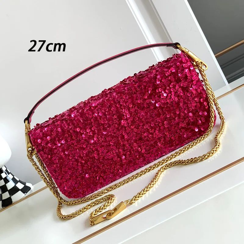 2023 New Embroidery Bead Bag Retro Design Luxury Chain One Shoulder Crossbody Bag Evening Party Handbag Women's Fashion Handbag