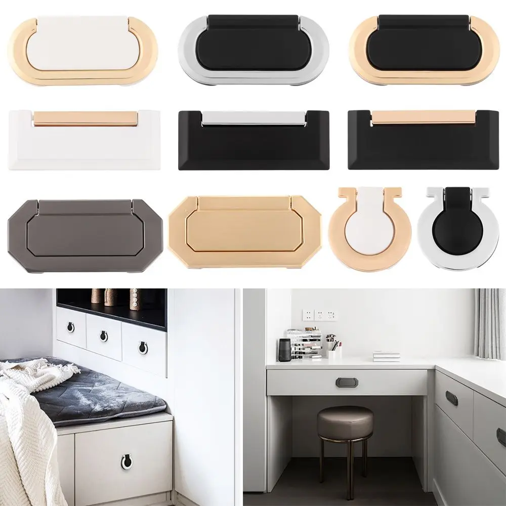 

Luxury Furniture Hardware Flip Zinc Alloy Cupboard Tatami Door Handle Hidden Door Knob Drawer Pulls
