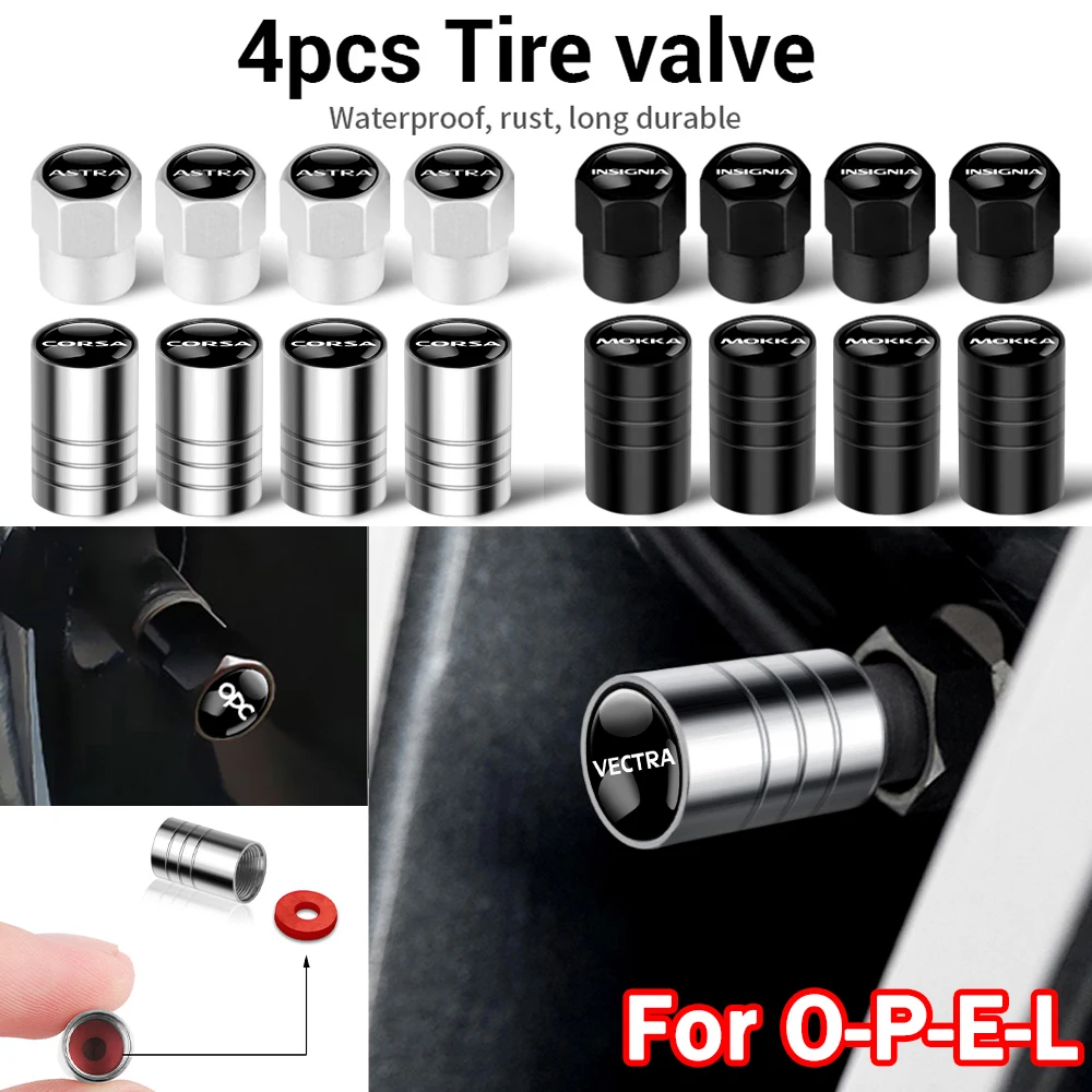 

4PCS Car Styling Metal Wheel Tire Valve Air Stem Caps Dust Covers for Opel OPC Astra Insignia Corsa Mokka Vectra Tyre Accessorie