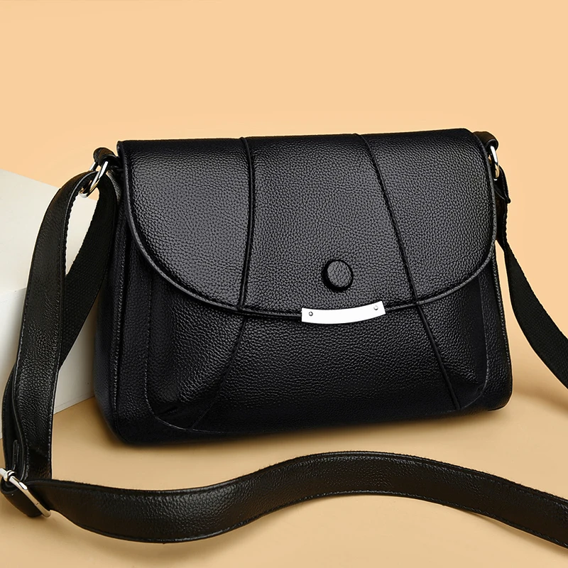 

Handbag Large Capacity Messenger Bag 2023 New Cowhide Waterproof Shoulder Bag Women Casual Crossbody Bag Multifunction Shopping