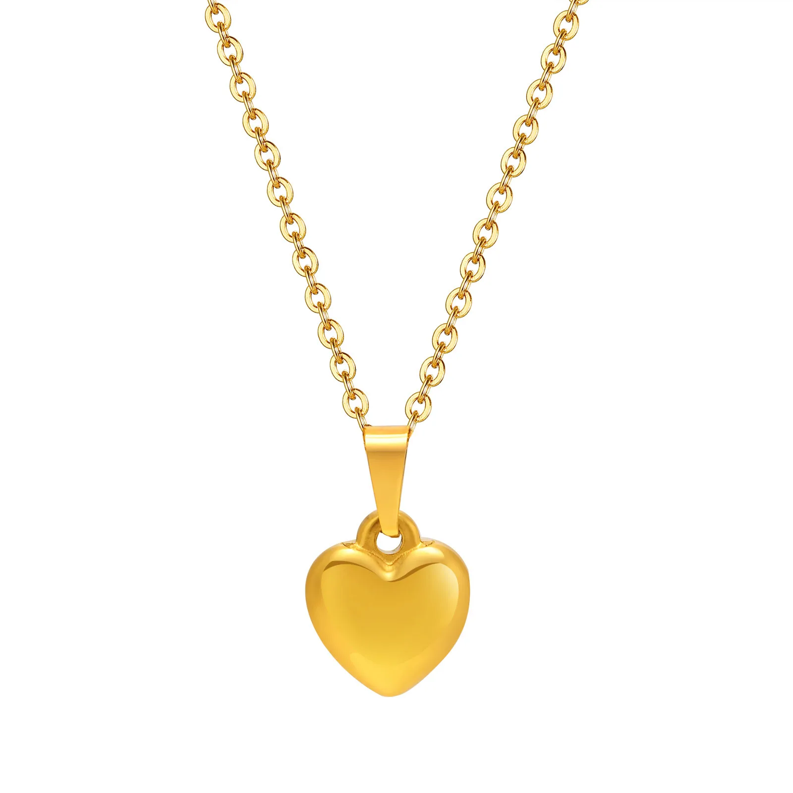 

Gold Color Love Heart Necklaces for Women,Minimalist Stainless Steel Necklace for Lady Femme Choker Collar