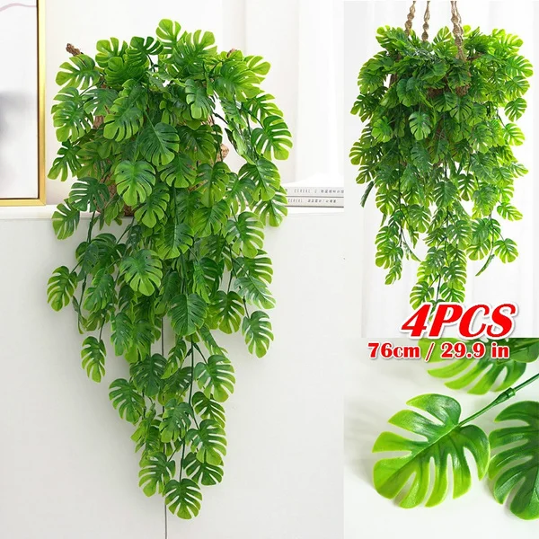 

Искусственные зеленые растения, подвесные листья плюща, редиса, водорослей, винограда, искусственные цветы, лоза, украшение для дома и сада, ...