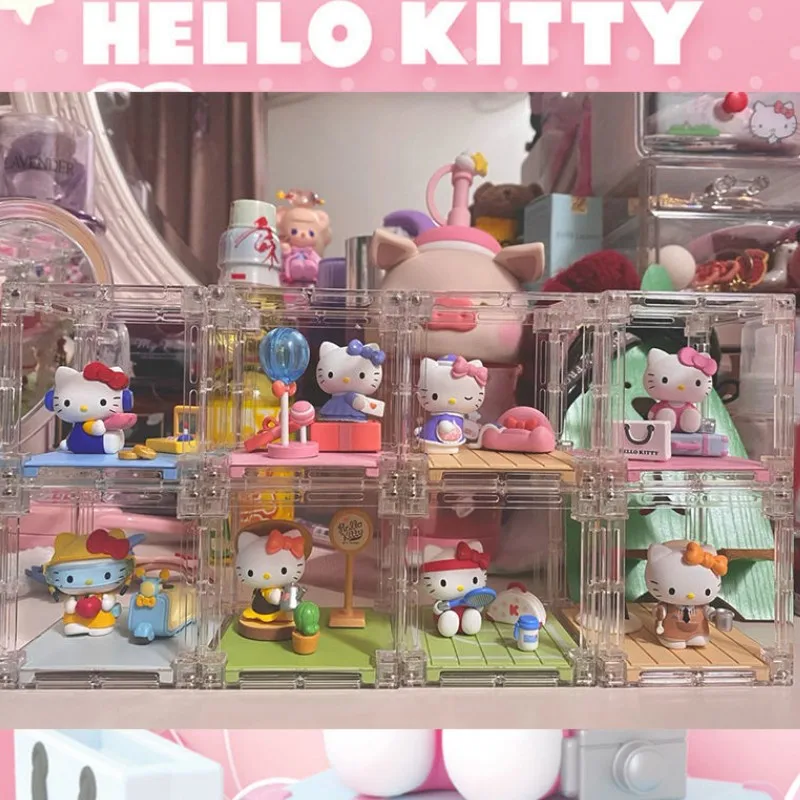 

Genuine Sanrio Hello Kitty Happy Moment Blind Box Mini Mystery Transparent Box Kitty Cat Handmade Cute Ornament Female Gift