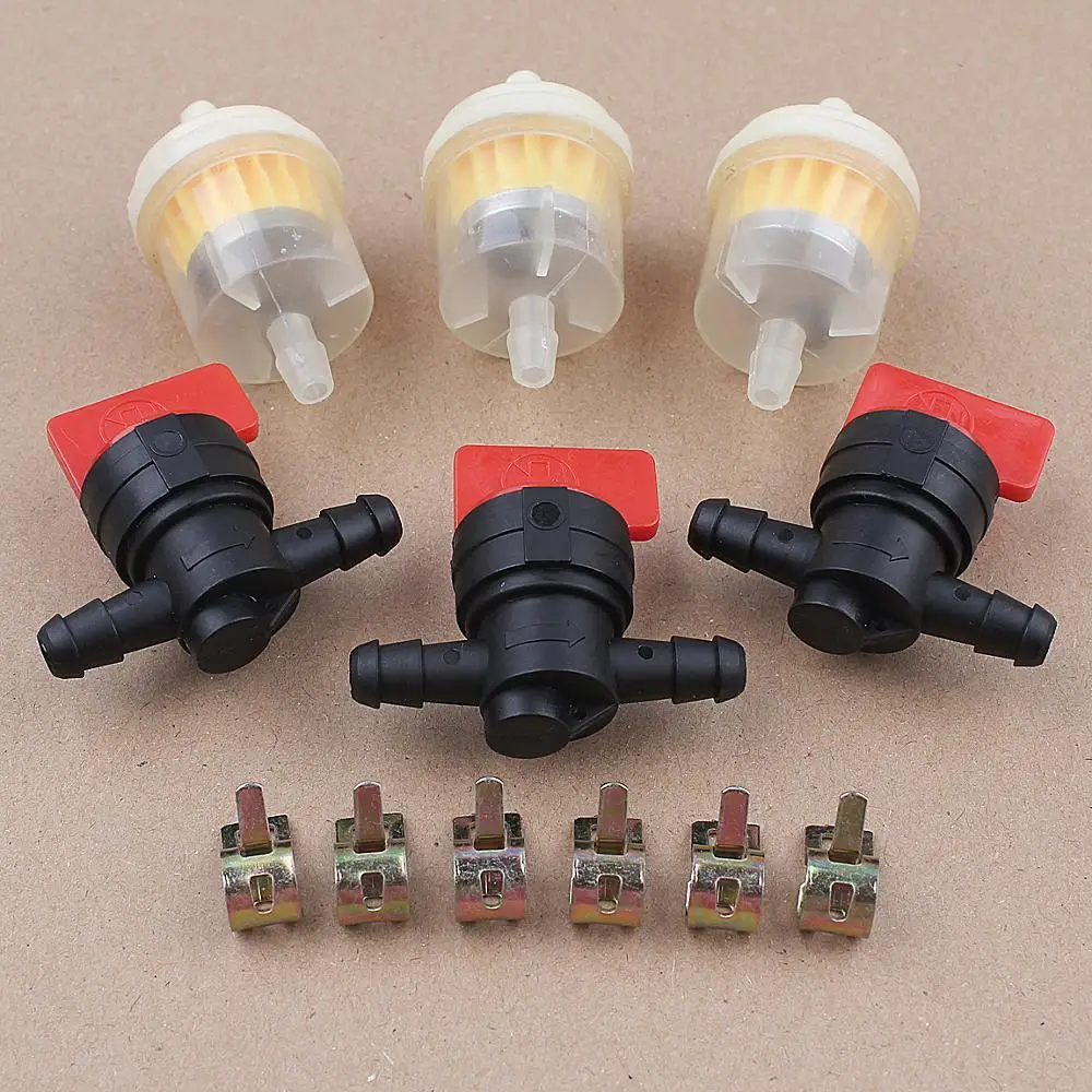 3 комплекта 1/4 дюйма в строке фильтр топливного газа Off клапанные ЗАЖИМЫ ДЛЯ Briggs &amp