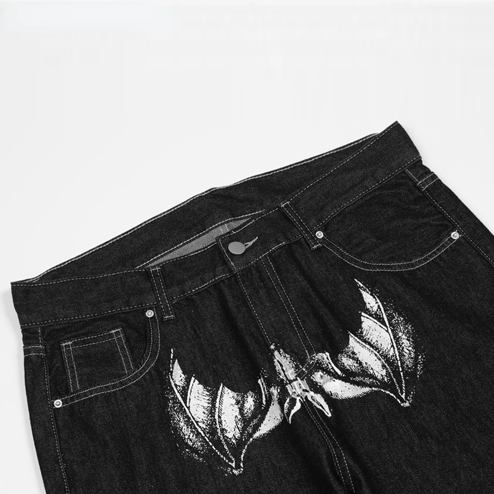 Spoof Portrait Print Denim Pants Mens High Street Funny Loose Straight-leg Pants Streetwear Casual Jeans y2k Trousers Men