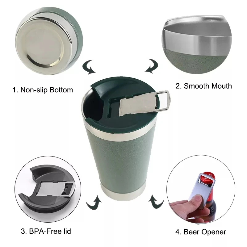 500 мл пивная чашка нержавеющая сталь бутылка для воды термос стакан с открывалкой