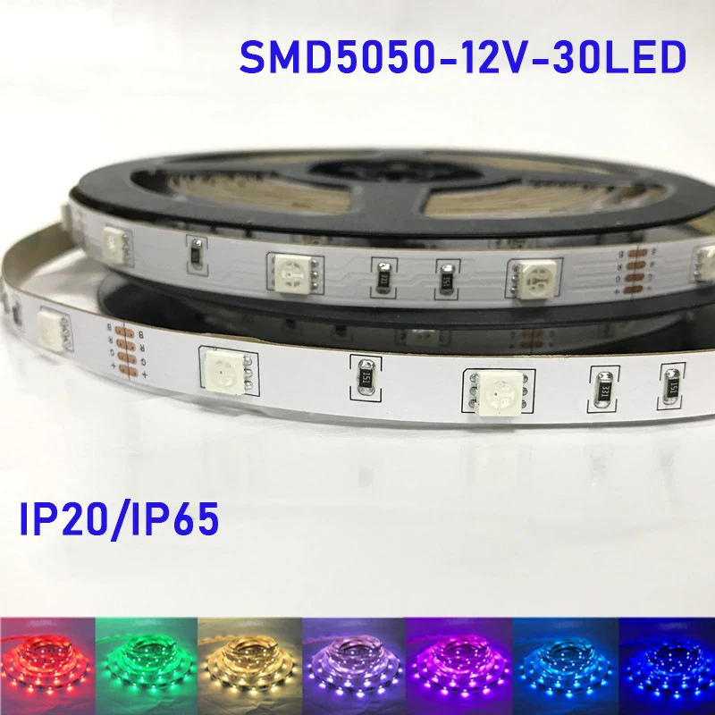 

5m LED strip light SMD 5050 DC 12V RGB light with bare board/waterproof bedroom study atmosphere light 30LED/m