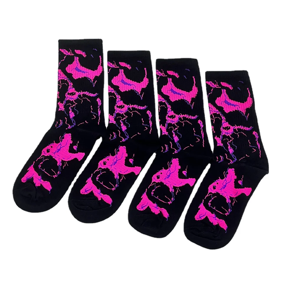 Funny Men Women Fashion Socks Harajuku Colorful Color Stitching Pattern Skateboard Female Cotton Socks