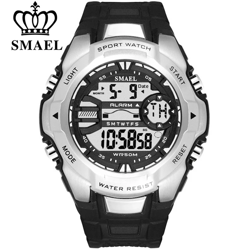 

SMAEL 6 Fashion Colors Men Chronograph Watch Outdoor Sports Digital Watches Military Mens Army Alarm Chrono Sport Wristwatches