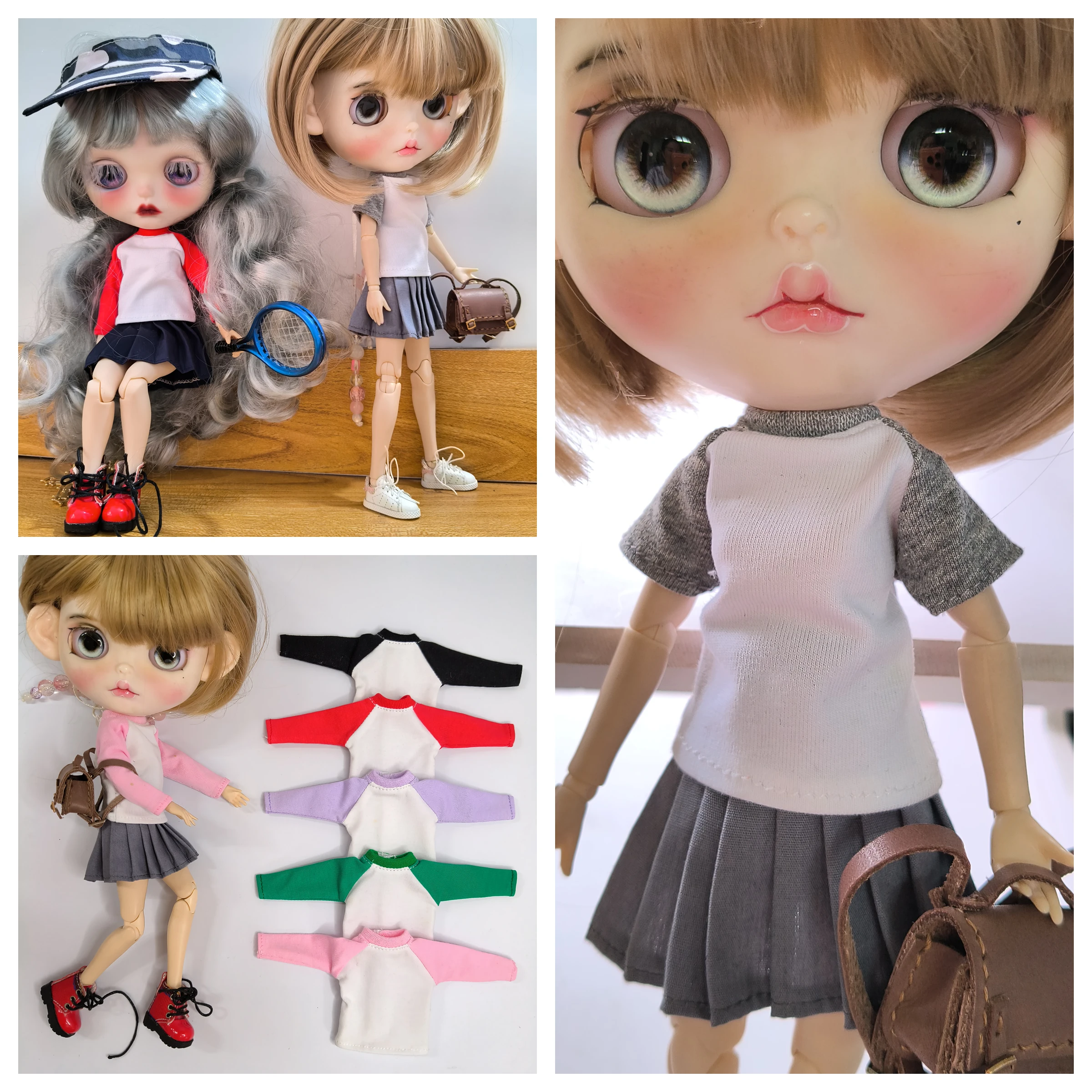 Фото НОВИНКА: Одежда для кукол Blyth 1/6, футболки с длинным и коротким рукавом, милые базовые рубашки для кукол Momoko, Obistu, Licca 1/6, аксессуары. №2