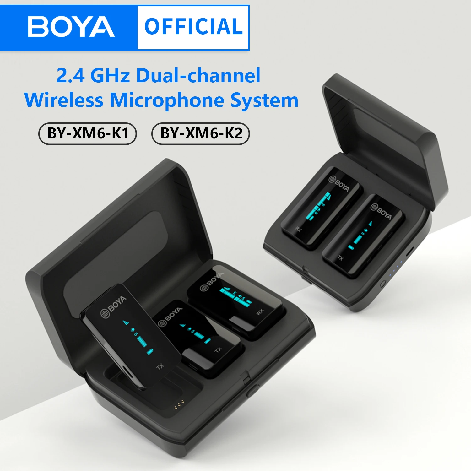 BOYA BY-XM6-K1-K6 Wireless Lavalier Microphone Portable Audio Video Recording Mic with Charging Case for Smartphone Camera Vlog