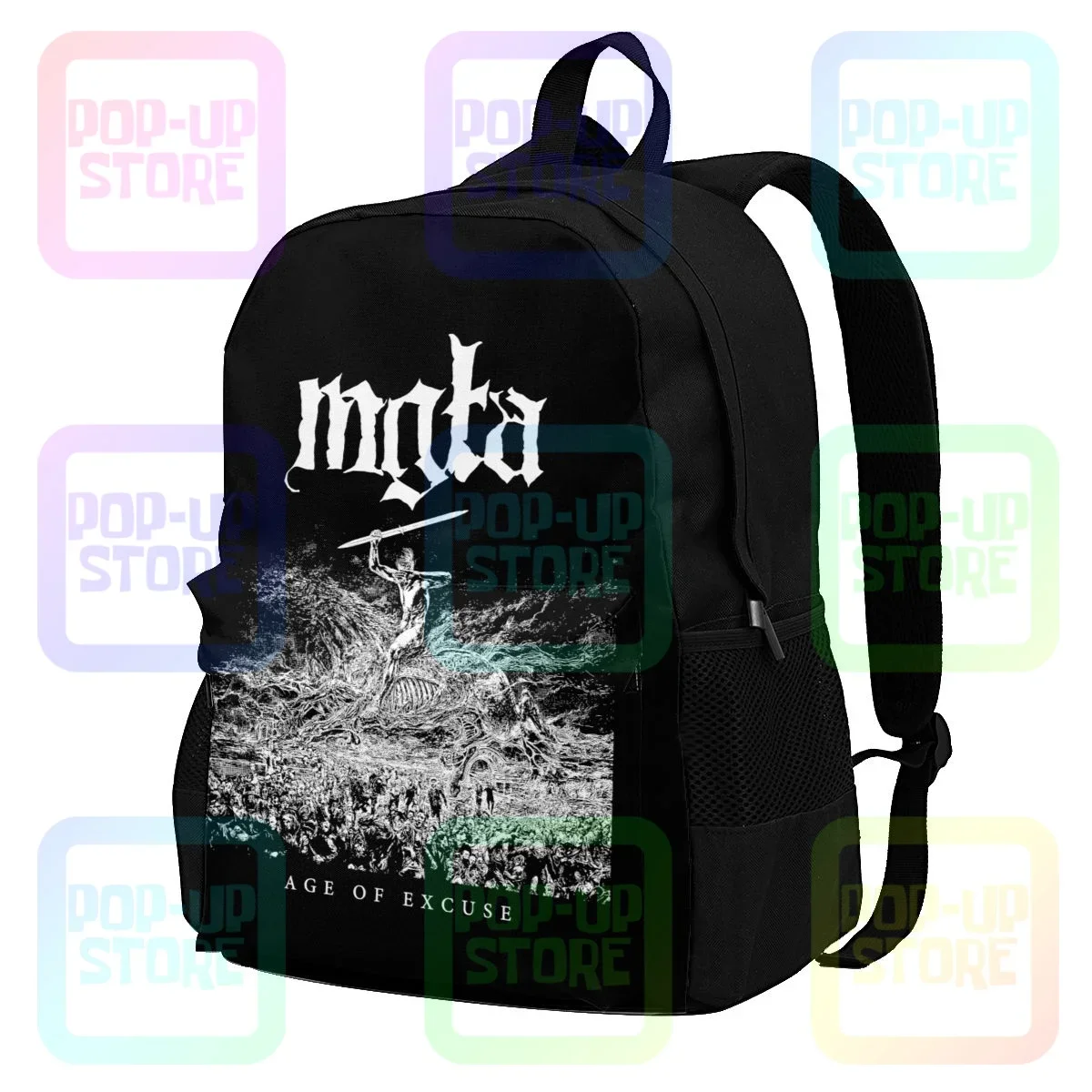 Черный металлический вместительный рюкзак Mgla Age Of Excuse школьная сумка для обуви