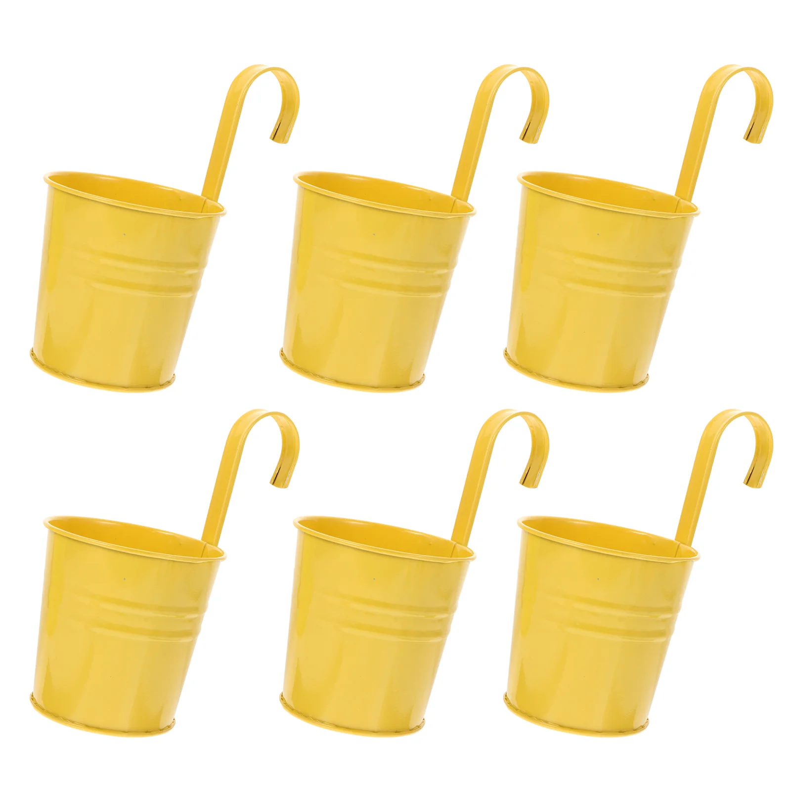 

6 PCS Wall Fence Hanging Flower Pot Shelf Indoor Metal Planter Small Succulent Plants Live Farmhouse Iron Pots Garden