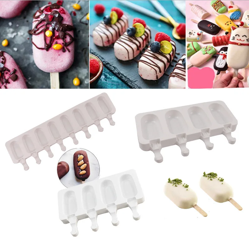 

Food Grade Ice Cream Silicone Mold DIY Chocolate Dessert Popsicle Mold Tray Ice Cube Homemade Tool Summer Kitchen Tool