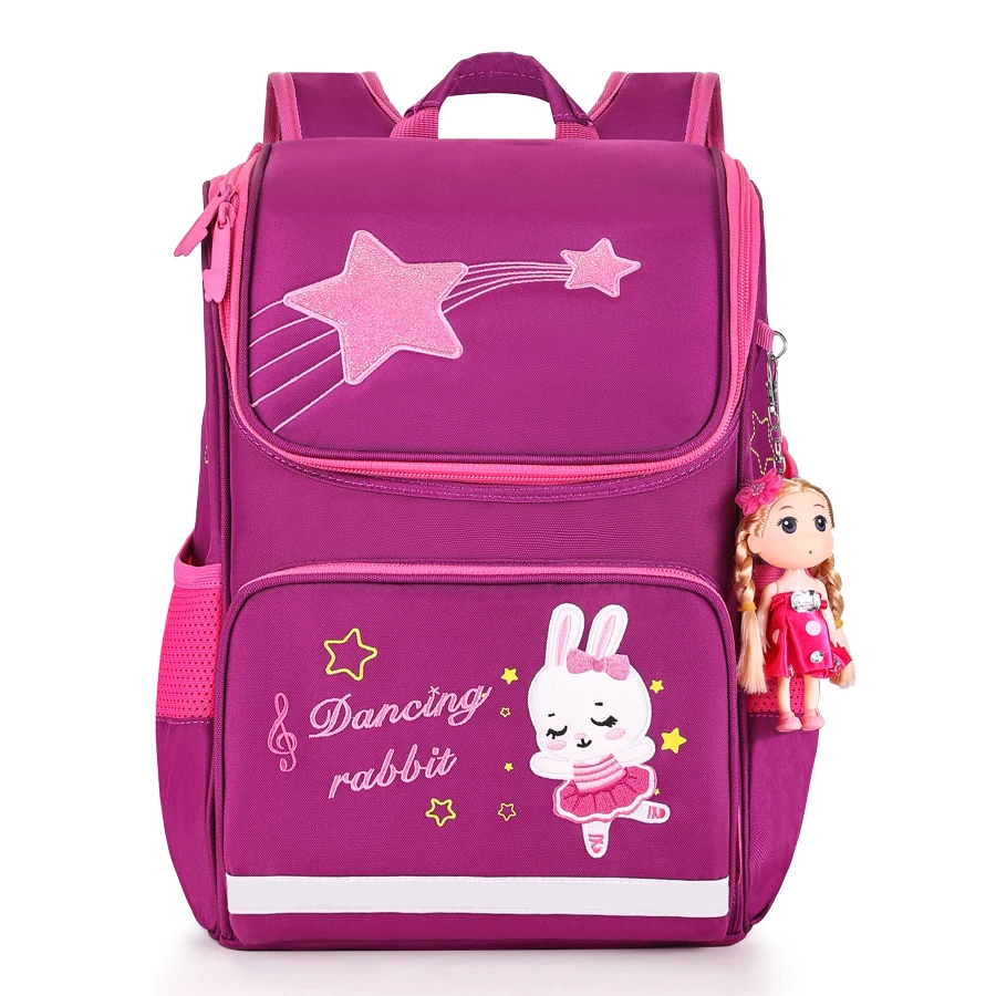 Kids Cartoon Dancing Rabbit Print School Bags for Girls Children Orthopedic Backpack Primary Student Grade 1-3 mochila infantil