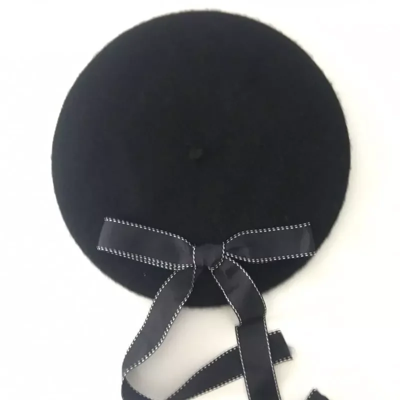 

New in New Fashion Women Soft Bow Elegant Berets Winter Warm Hat Harajuku Wool Beret Hat with Bowknot y2k hair accessories traps
