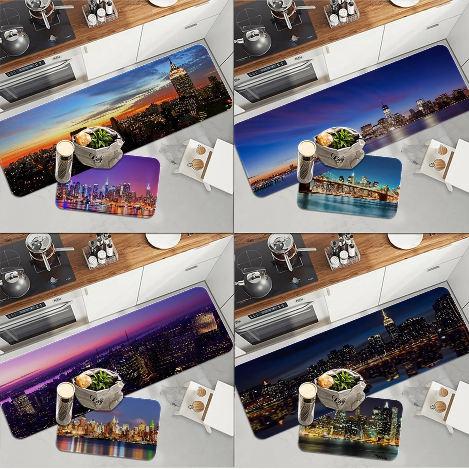 

New York City Night Door Mat Kids Room Bedroom Decoration Balcony Anti-Slip Doormat Living Room Doormat Area Rug