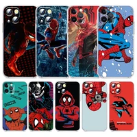 marvel super spider man for apple iphone 13 12 11 mini 8 7 6 5 xs xr x se 2020 pro max plus transparent soft phone case capa