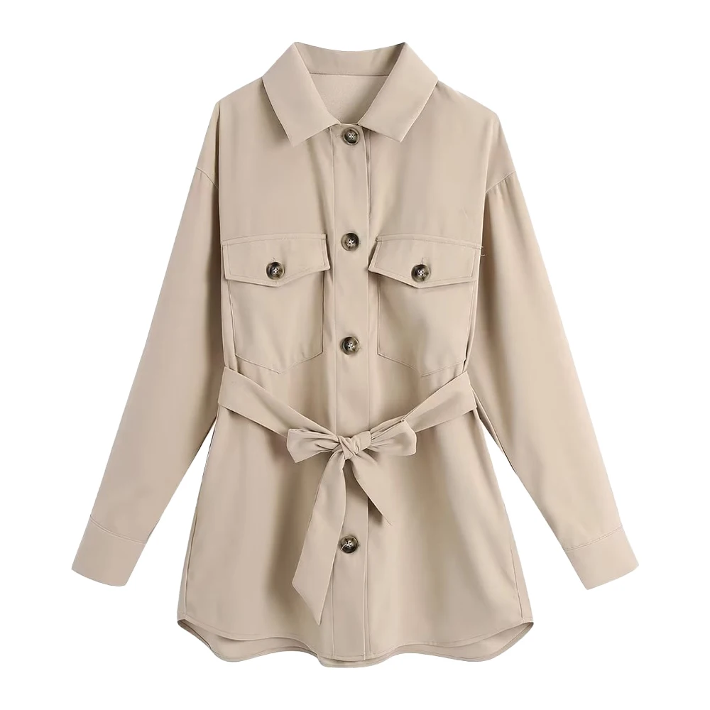 

Женская модная новая декоративная ветровка с карманами и поясом, однотонная яркая Женская шикарная куртка на пуговицах, пальто для женщин