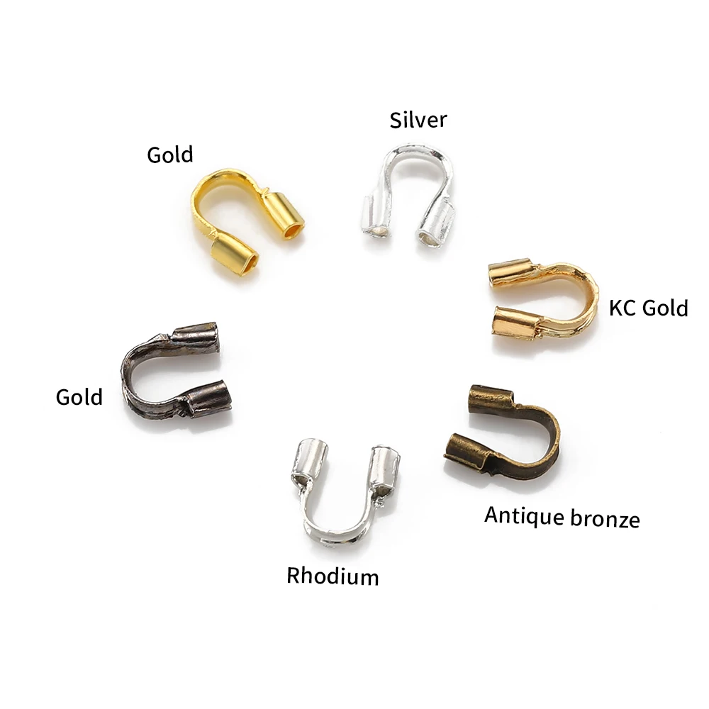 200Pcs/lot Stainless Steel U Shape Connectors Metal Wire Guard Protectors Loops for Jewelry Making DIY Accessories Supplies