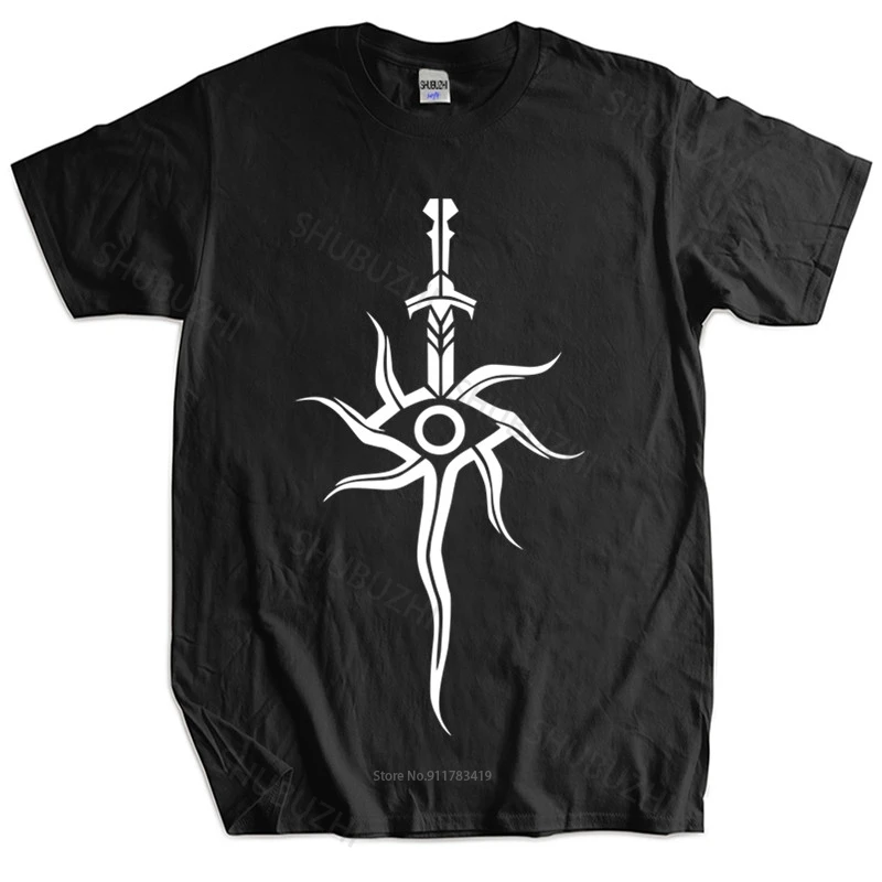 

mens brand tshirt male gift tops Dragon Age Inquisition Symbol Hip Hop Fishbone Printed Men T Shirt Loose tops for him teeshirt