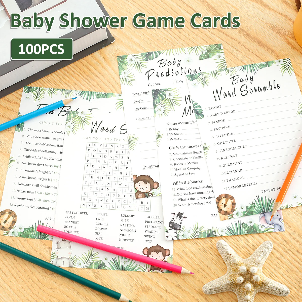 

100 шт., карточки для игры в честь будущей мамы