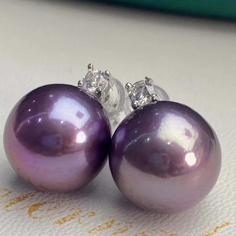 

ED009 Lefei Fashion Bit Flaw Purple Luxury Classic Simple Strong Luster 6-10mm Freshwater Pearl Earring Women 925 Silver Jewelry