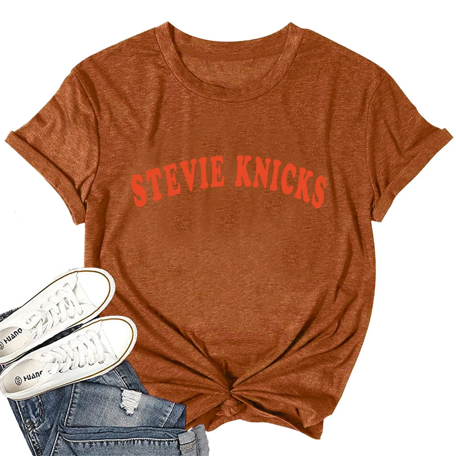 Фото Футболка Stevie Knicks, женская повседневная рубашка с коротким рукавом и круглым вырезом в стиле Харадзюку, подарок №3