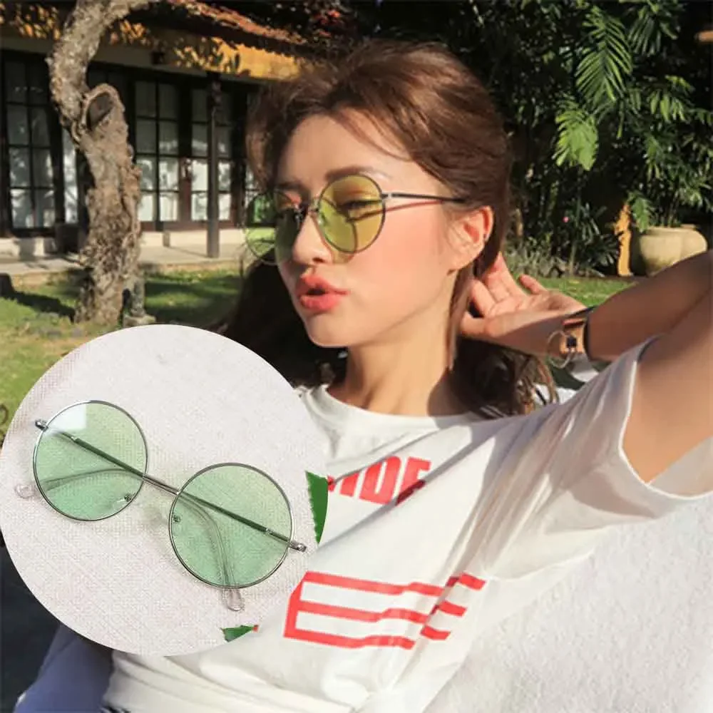 Детские солнцезащитные очки в круглой оправе стиле ретро с черными красными