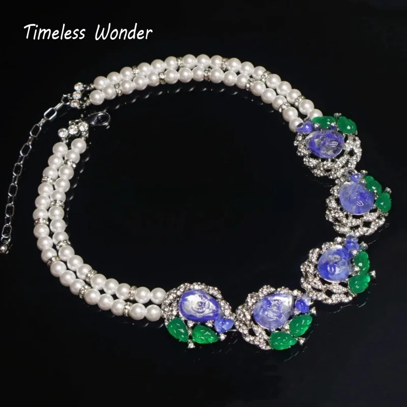 Вневременное чудесное необычное циркониевое ожерелье из смолы со стеклянными